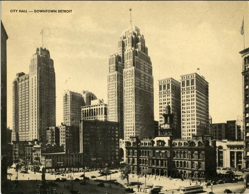 Postcard - City Hall - Downtown Detroit