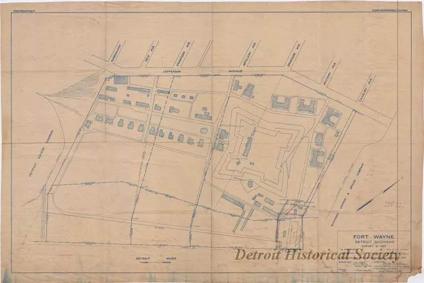 Blueprint - Fort Wayne, Detroit, Michigan -
Survey of 1927