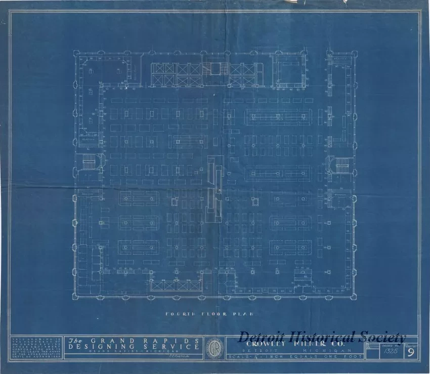 Blueprint - Crowley Milner Co., Detroit, Michigan - Fourth Floor Plan