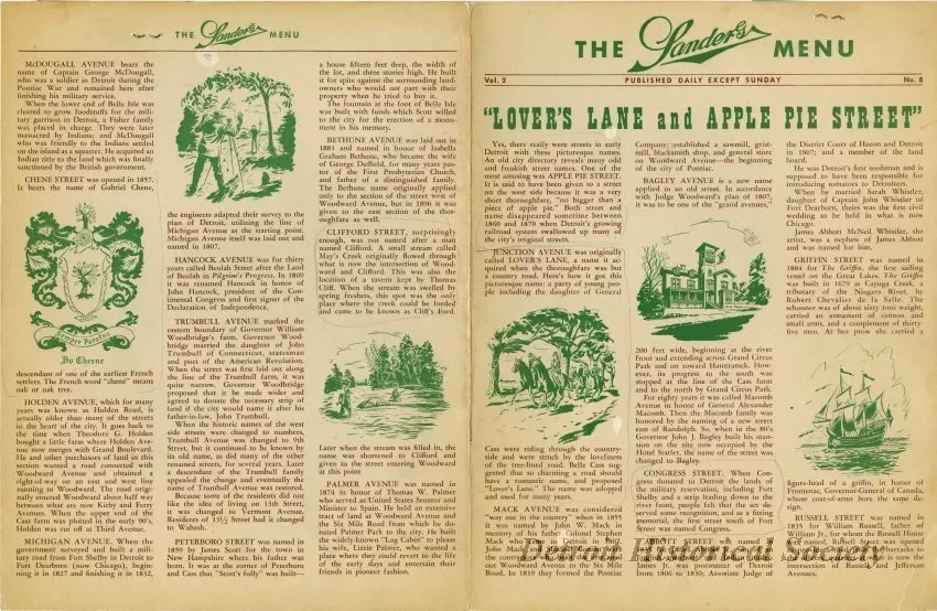 Menu - The Sanders Menu, Vol. 3, No. 8