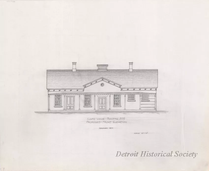 Blueprint - Guard House - Building 205, Proposed Front Elevation