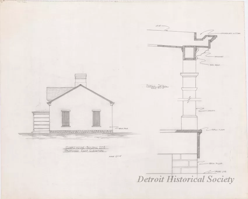 Blueprint - Guard House - Building 205, Proposed East Elevation