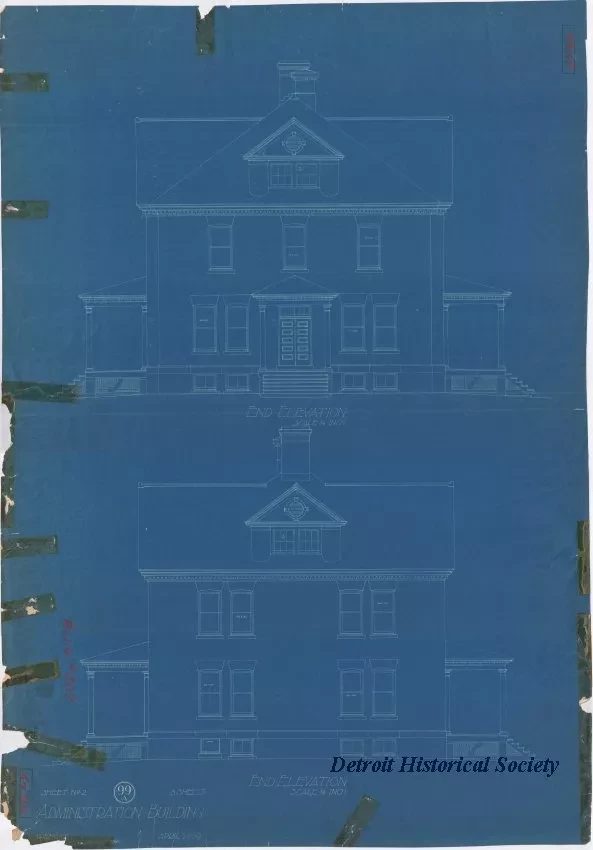 Blueprint - Administration Building [Building No. 207] -  End Elevation
