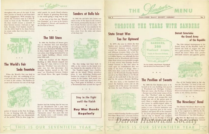 Menu - The Sanders Menu, Vol. 2, No. 2