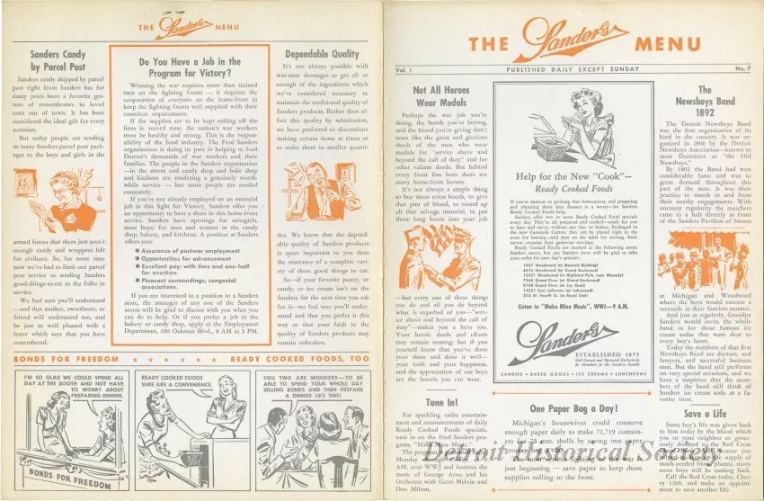 Menu - The Sanders Menu, Vol. 1, No. 7