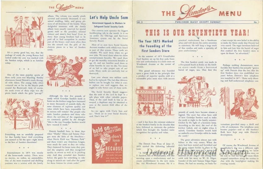 Menu - The Sanders Menu, Vol. 2, No. 1