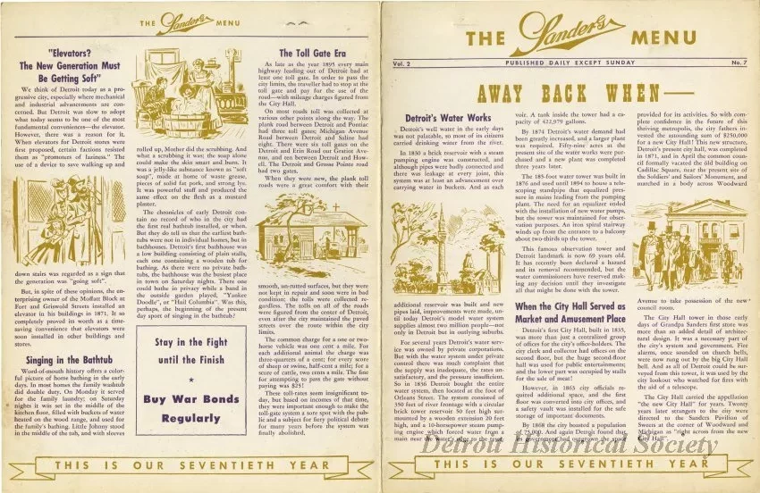 Menu - The Sanders Menu, Vol. 2, No. 7