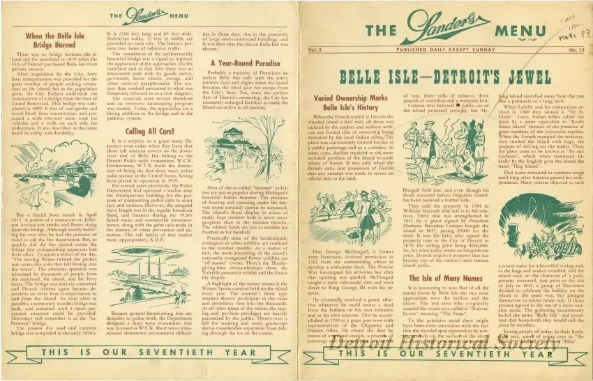 Menu - The Sanders Menu, Vol. 2, No. 15