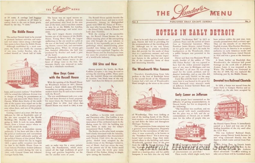 Menu - The Sanders Menu, Vol. 3, No. 4