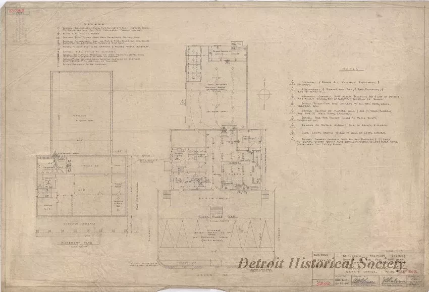 Drawing, Architectural - Michigan Military District, 
Office of the Post Engineer, Fort Wayne, Detroit, Michigan -
Proposed Prisoner Holding Area & Office [Building 302]