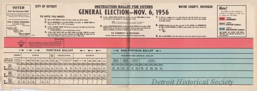 Ballot - Instruction Ballot for Voters,
General Election - Nov. 6, 1956