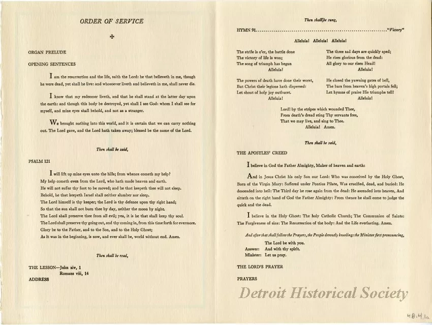 Program - The Burial Office for Henry Ford