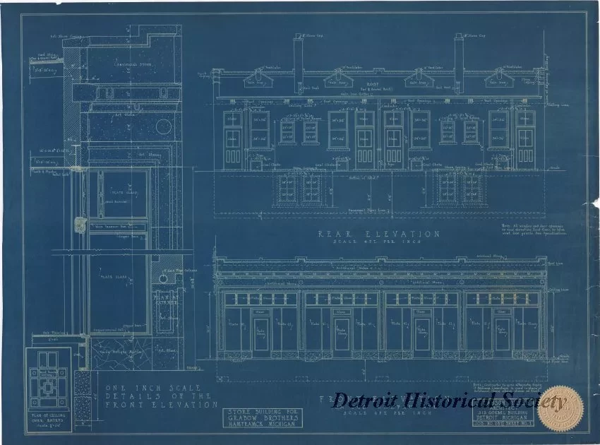 Blueprint - Store Building for Grabow Brothers, 
Hamtramck, Michigan