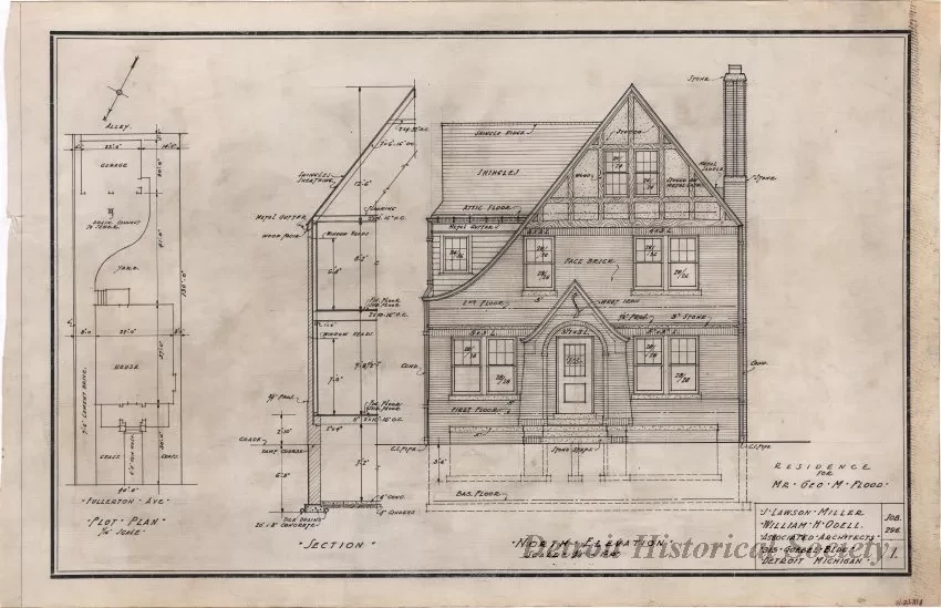 Drawing, Architectural - Residence for Mr. Geo. M. Flood - North Elevation