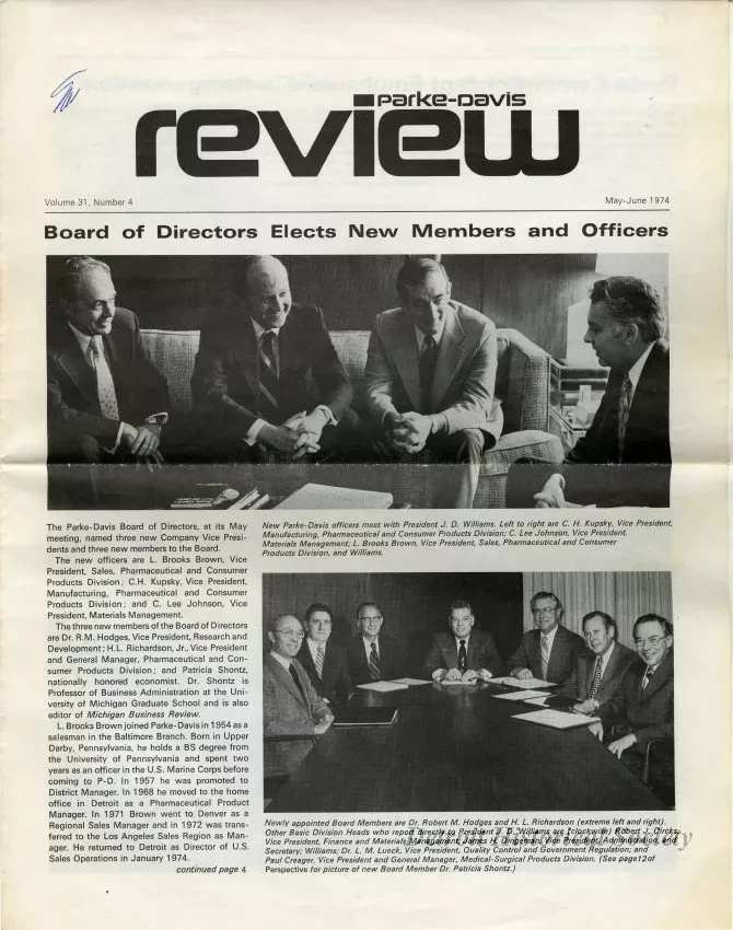 Newsletter - Parke-Davis Review, vol. 31, no. 4, May-June 1974