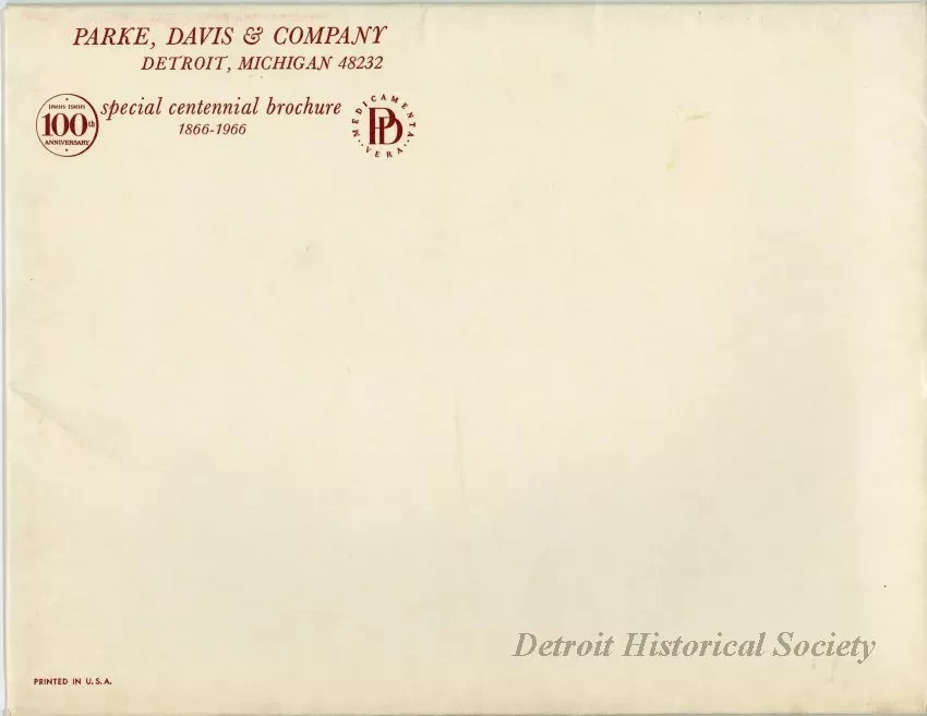 Brochure - Parke-Davis at 100 ...progress in the past...promise for the future