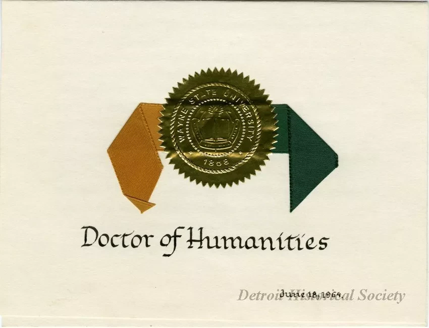 Certificate - Honorary Doctor of Humanities Certificate
