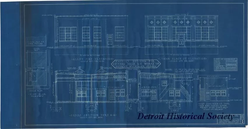 Blueprint - Factory Building for Richard Bros. Die Works of Detroit
