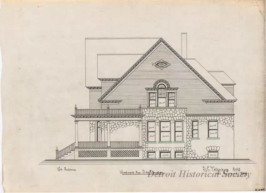 Drawing, Architectural - Front Elevation,
Woodward Ave. Side Elevation