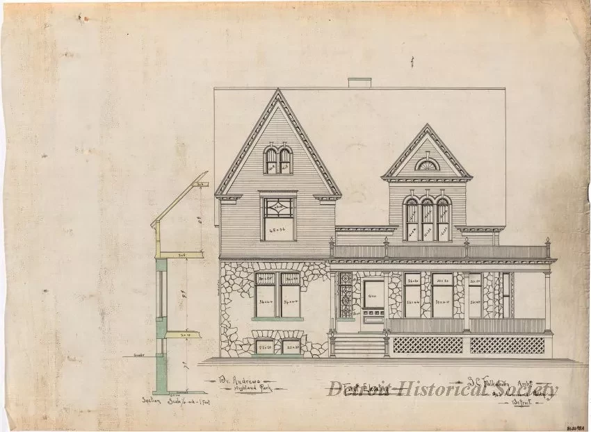 Drawing, Architectural - Front Elevation,
Woodward Ave. Side Elevation