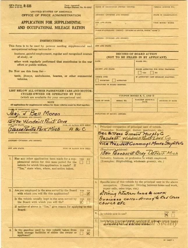 Application - R-535: Application for Supplemental and Occupational Mileage Ration