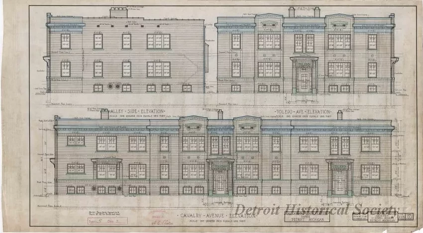 Drawing, Architectural - Alley Side Elevation,
Toledo Avenue Elevation,
Cavalry Avenue Elevation