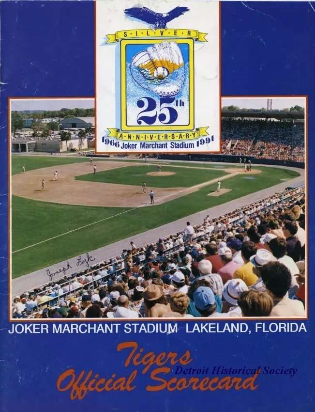 Scorecard - Tigers Official Scorecard 25th anniversary 1966-1991 Joker Marchant Stadium