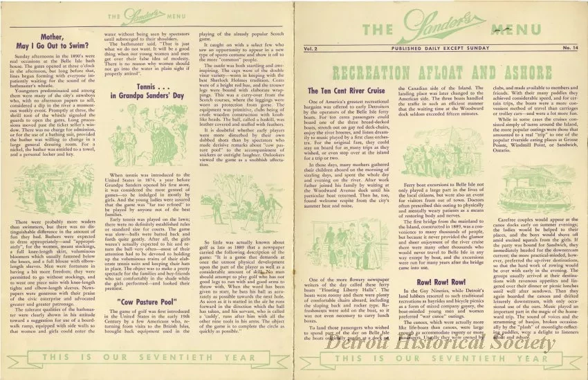 Menu - The Sanders Menu, Vol. 2, No. 14