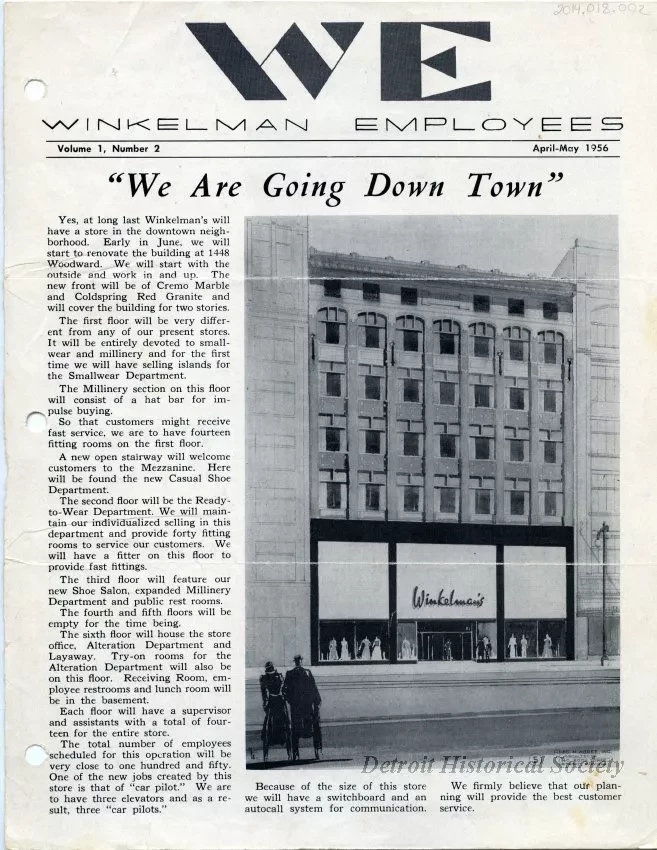Newsletter - WE Winkelman Employees, Vol. 1, No. 2
April - May, 1956