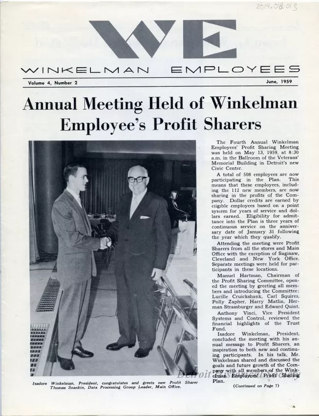 Newsletter - WE Winkelman Employees, Vol. 4, No. 2
June, 1959