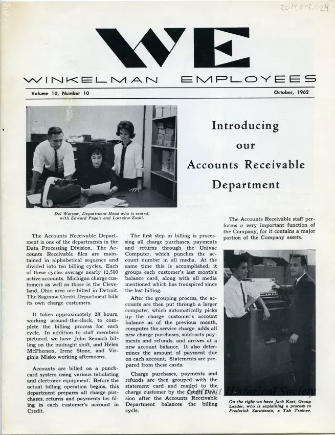 Newsletter - WE Winkelman Employees, vol. 10, no. 10
October, 1962
