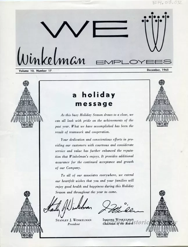 Newsletter - WE Winkelman Employees, vol. 10, no. 17
December, 1965