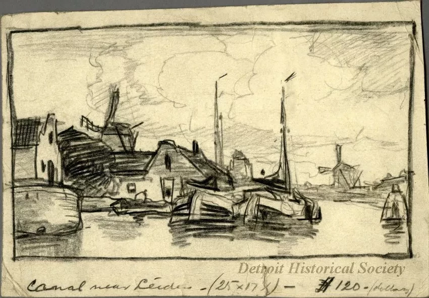 Drawing - Canal near Leiden