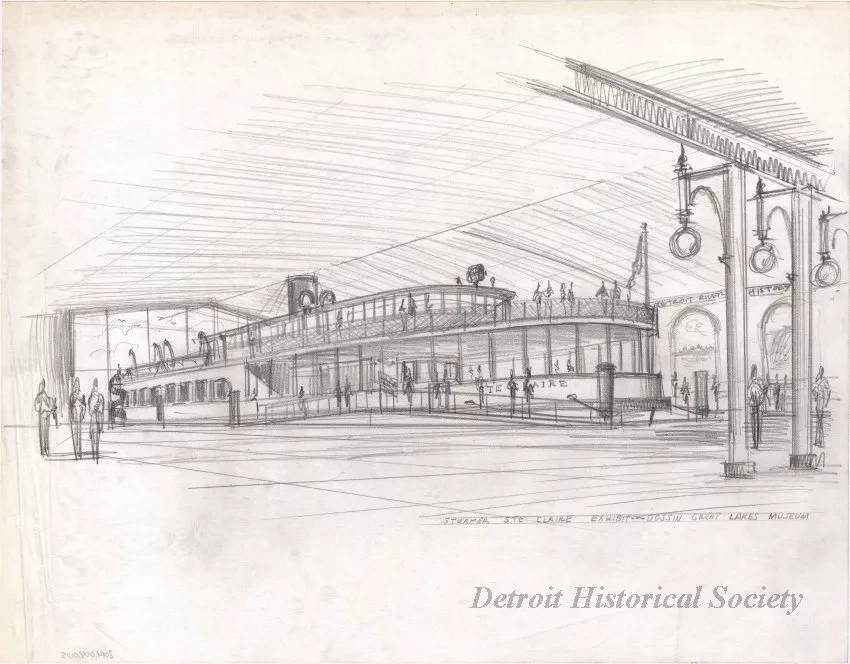 Drawing - Steamer Ste. Claire Exhibit - Dossin Great Lakes Museum