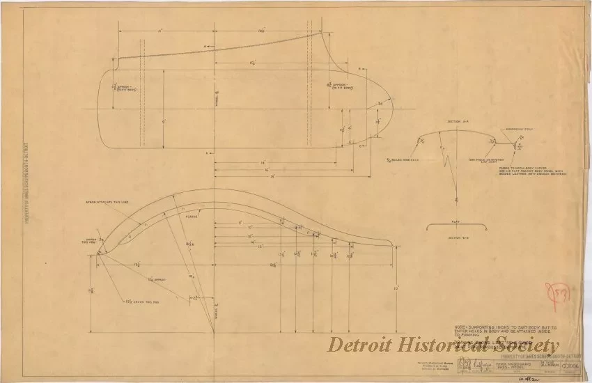 Drawing, Technical - Rear Mudguard, Pass. Model