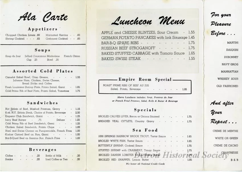 Menu - Silent Woman menu