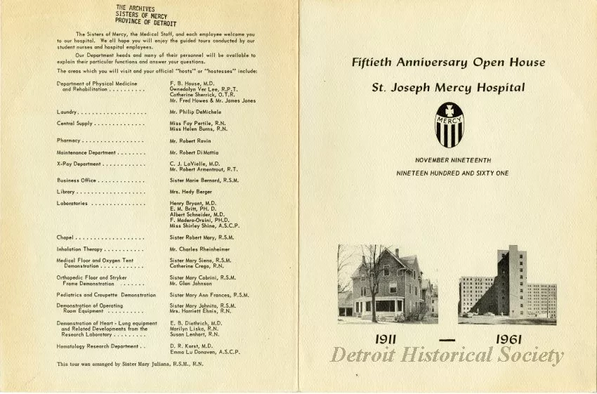 Brochure - Fiftieth Anniversary Open House, St. Joseph Mercy Hospital