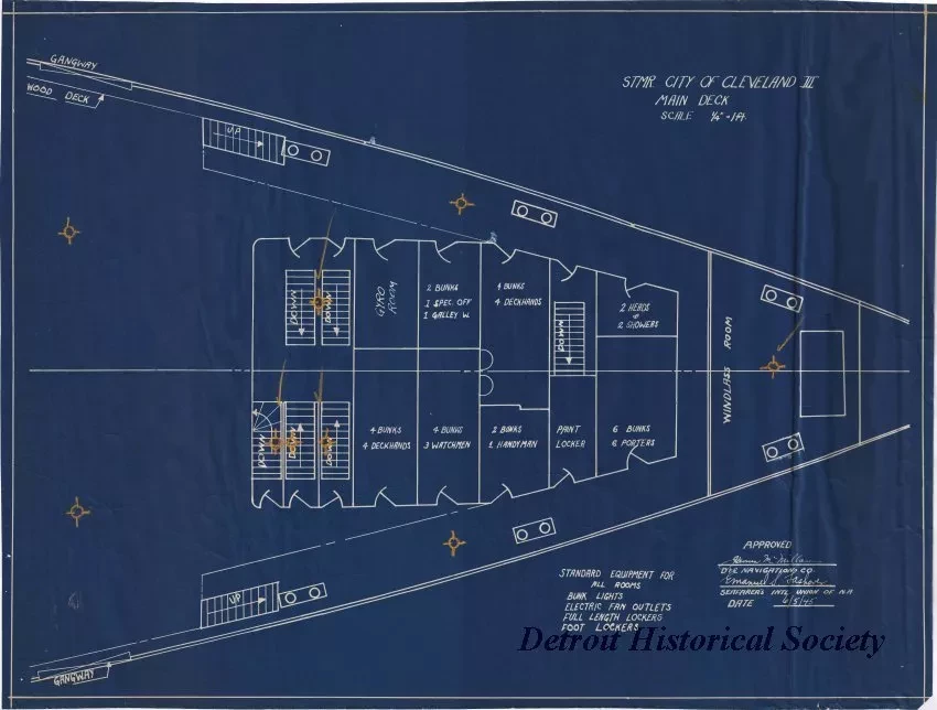 Blueprint - Stmr. City of Cleveland III,
Main Deck