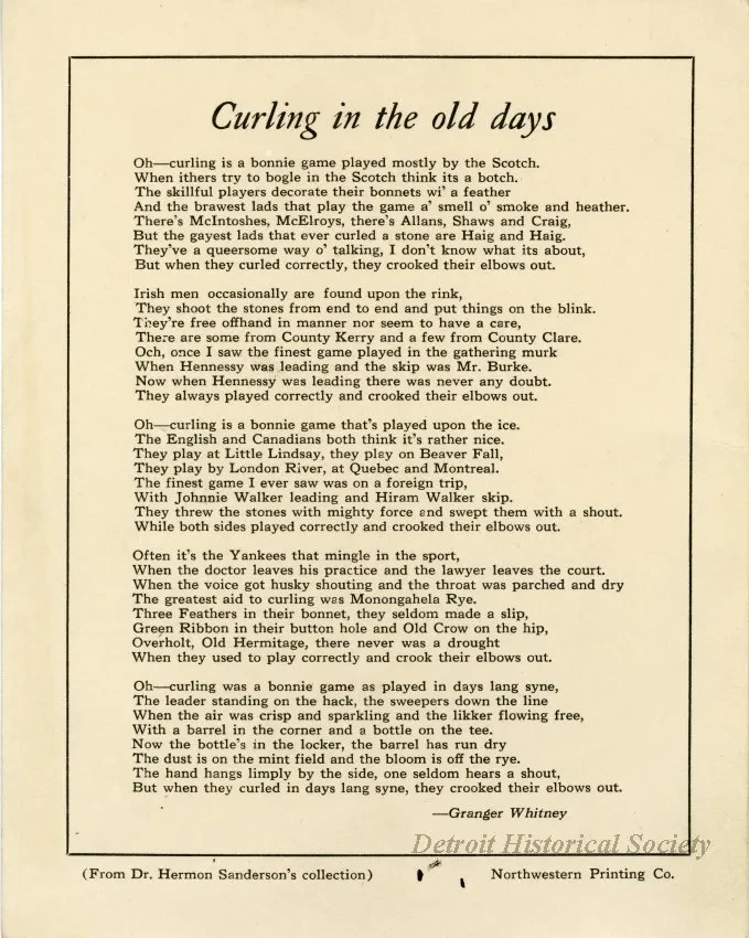 Poem - Curling in the old days