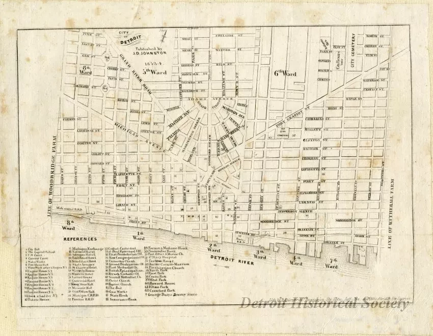 Map - City of Detroit 1853-1854