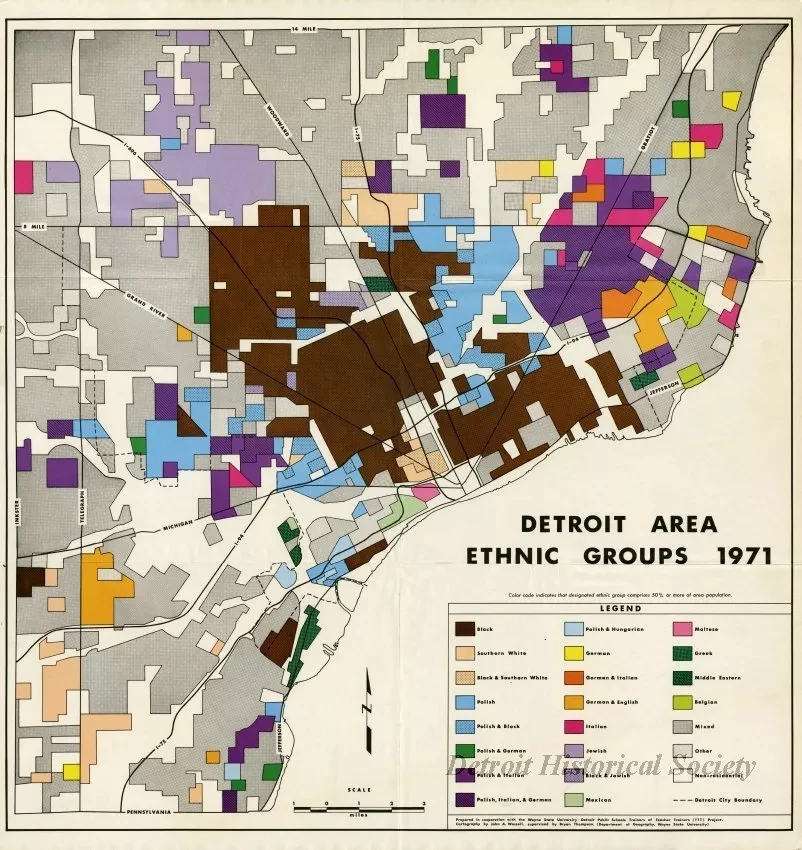 Map - Detroit Area Ethnic Groups 1971