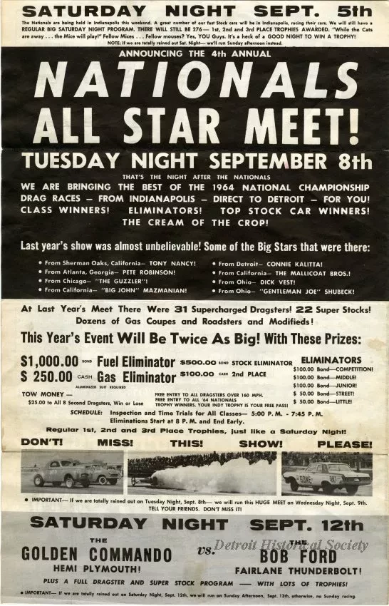 Advertisement - Nationals All Star Meet!
World Championship Drag Races!!