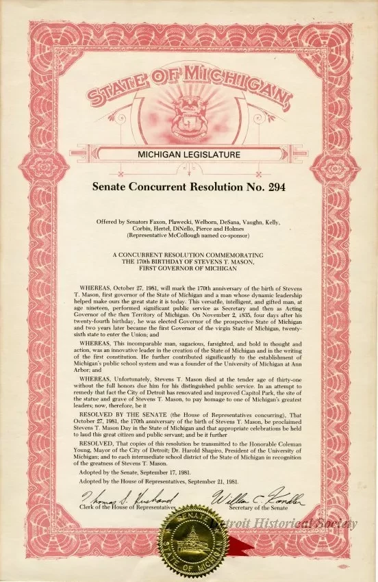Resolution - Senate Concurrent Resolution No. 294