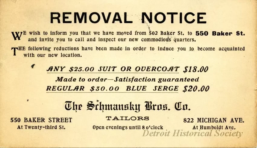 Postcard - Removal Notice