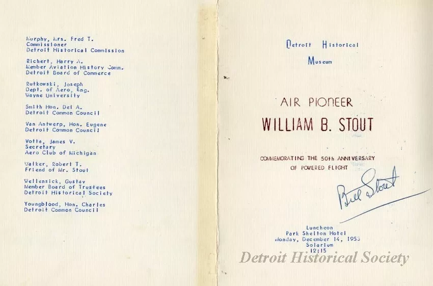 Program - Air Pioneer, William B. Stout