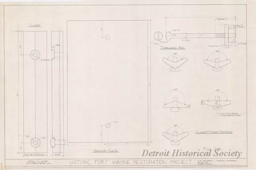 Drawing, Technical - Iron Clamp for Breast Height Wall,
Historic Fort Wayne Restoration Project