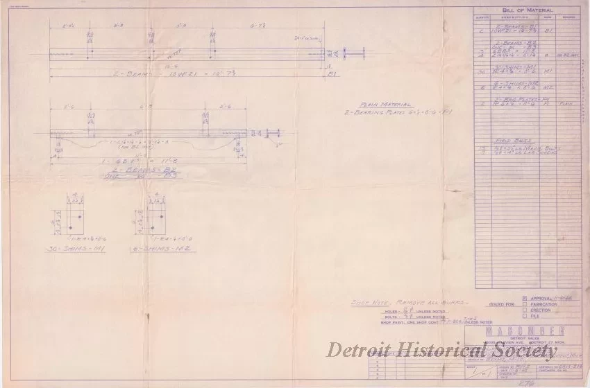 Blueprint - Floor Reinforcement, Fort Wayne, Detroit, Mich.