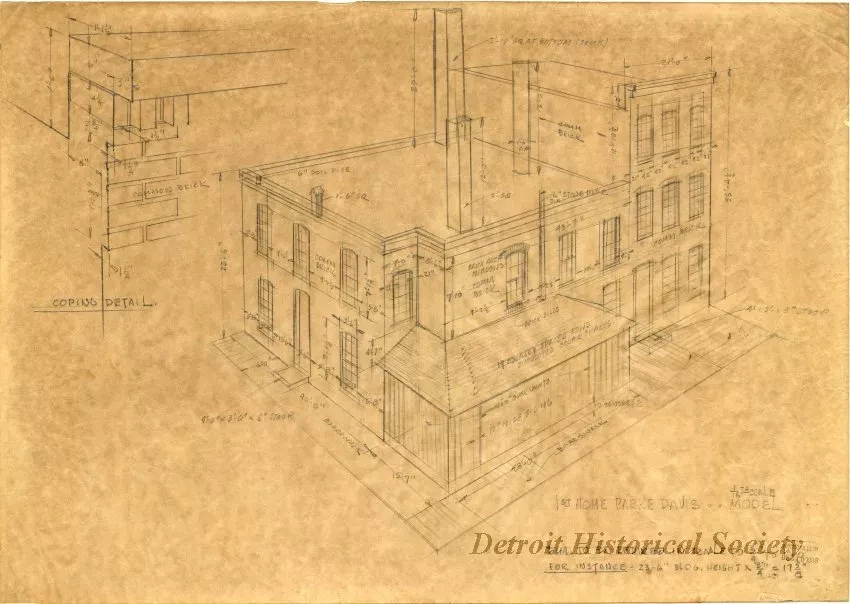 Drawing, Architectural - 1st Home Parke Davis..16th Scale Model