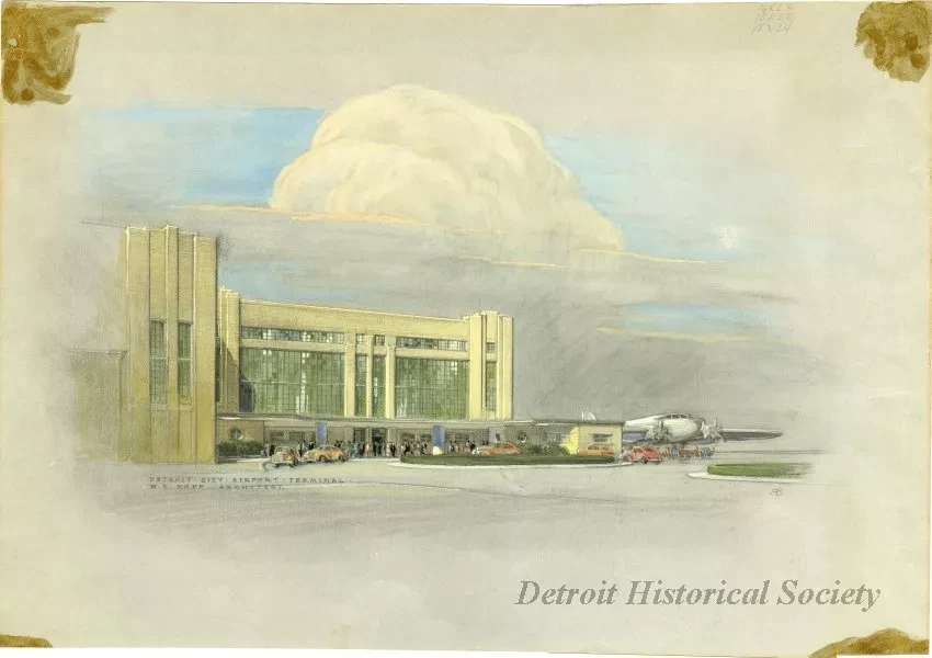 Painting - Detroit City Airport Terminal
