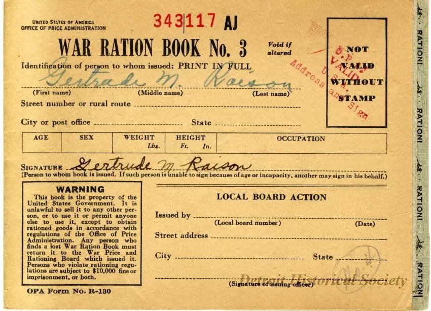 Book, Ration - War Ration Book No. 3